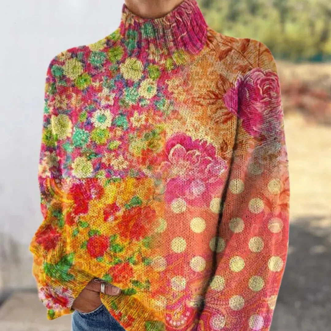 JADE  | FLORAL POLKA DOT KNITTED SWEATER