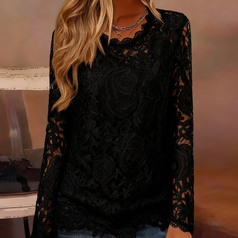 ELLA | DELICATE LACE LONG-SLEEVE TOP