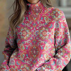ANNABELLE | RETRO ETHNIC FLORAL TURTLENECK