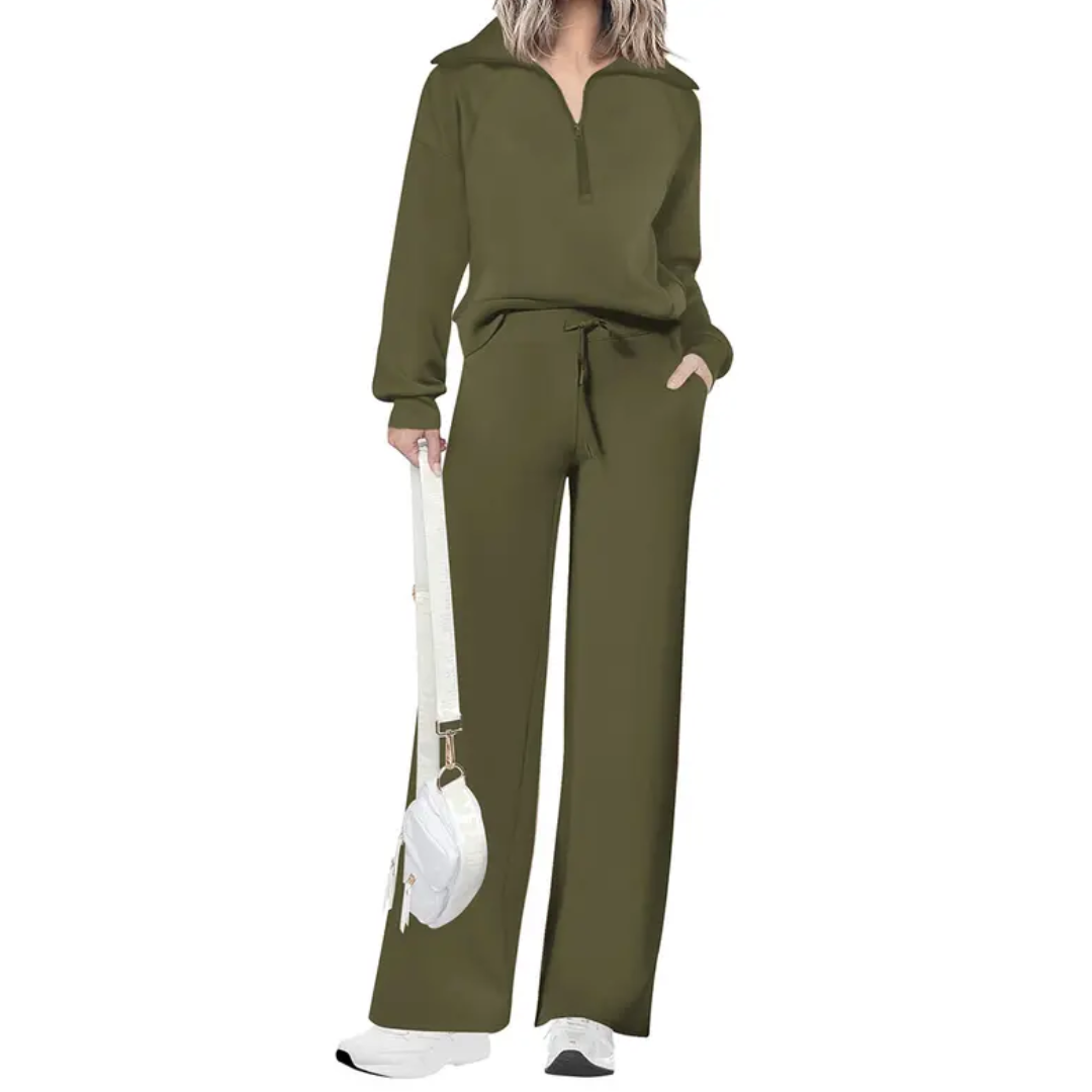 RANDI | COZY ZIP-UP WIDE LEG SWEATSUIT SET