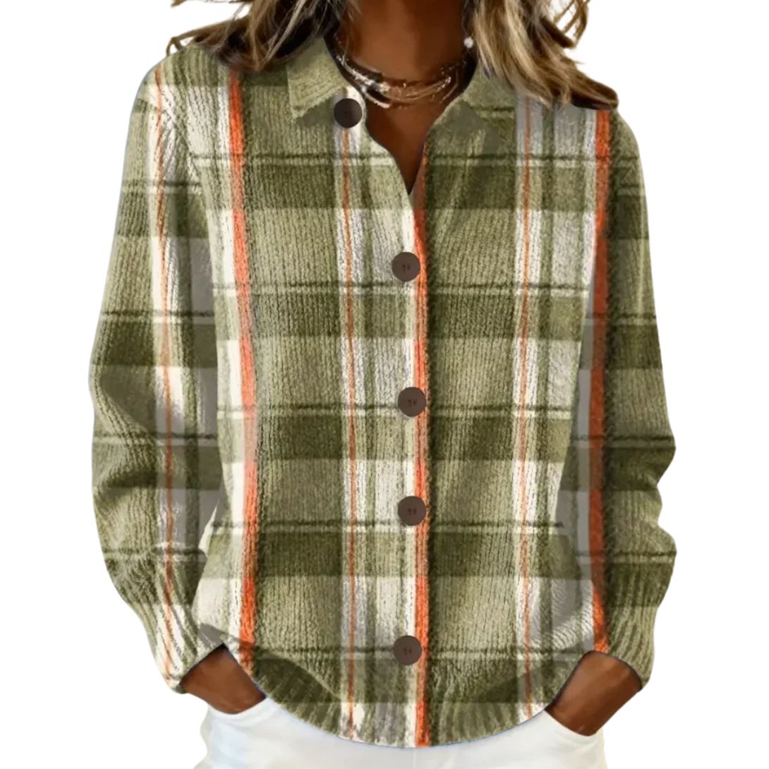 BROOKLYN | OLIVE PLAID BUTTON CARDIGAN