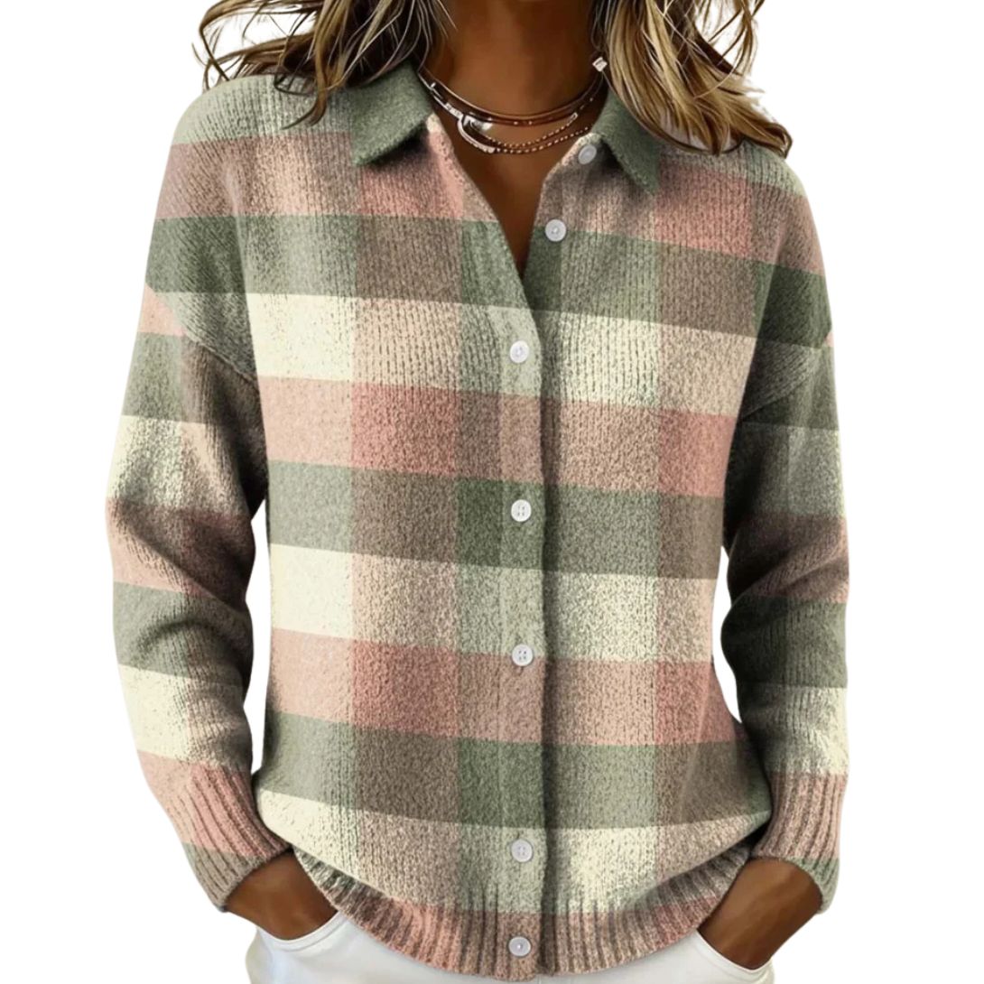 SAVANNAH | PASTEL PLAID KNIT CARDIGAN