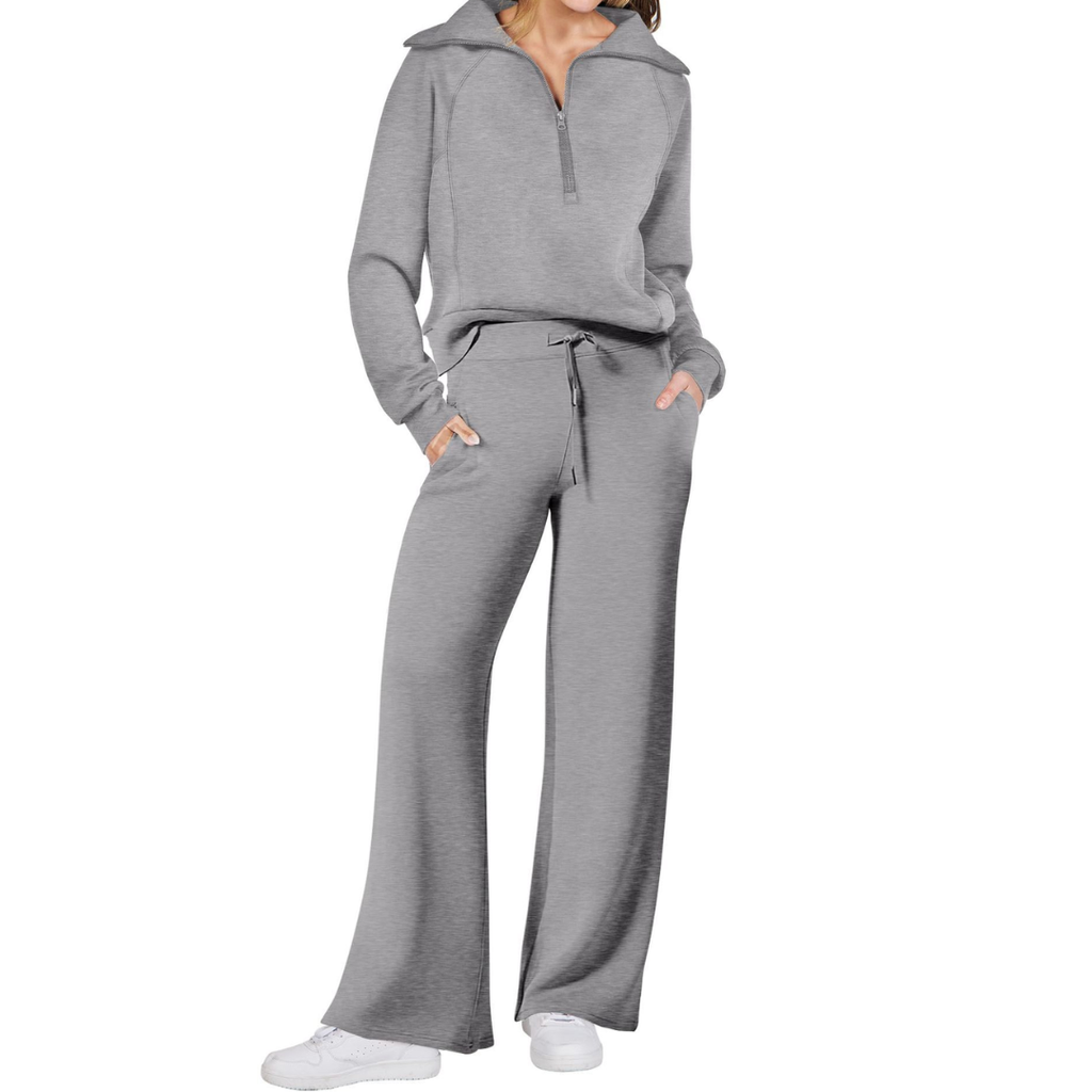 RANDI | COZY ZIP-UP WIDE LEG SWEATSUIT SET