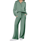 RANDI | COZY ZIP-UP WIDE LEG SWEATSUIT SET