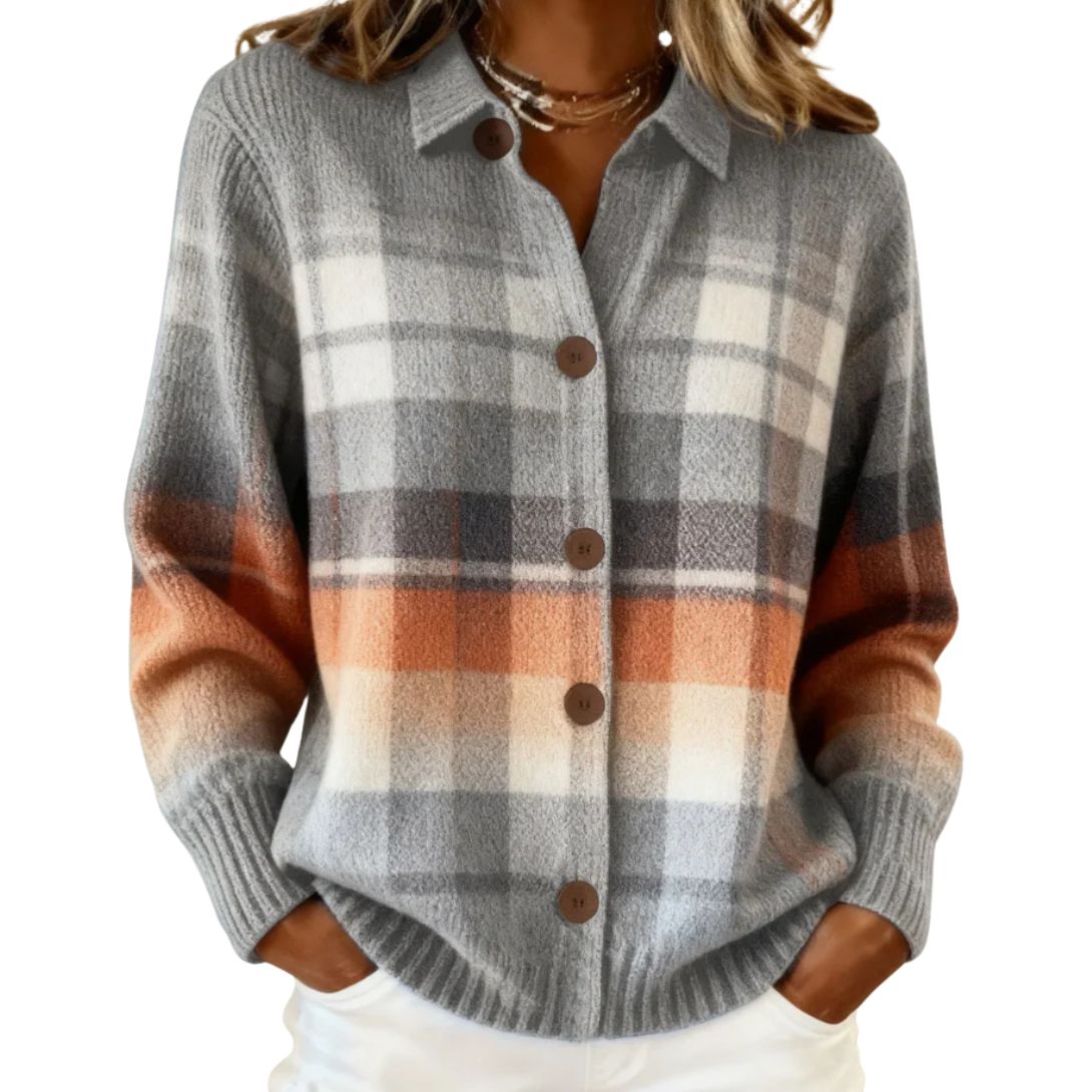 LAYLA | WARM OMBRE PLAID CARDIGAN