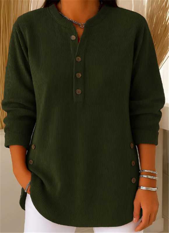 WILLOW | CASUAL RIBBED LONG SLEEVE HENLEY TOP
