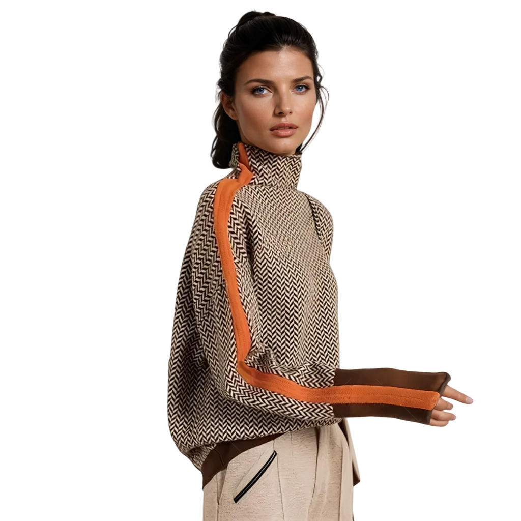 HANNAH | CONTRAST STRIPED TURTLENECK SWEATER