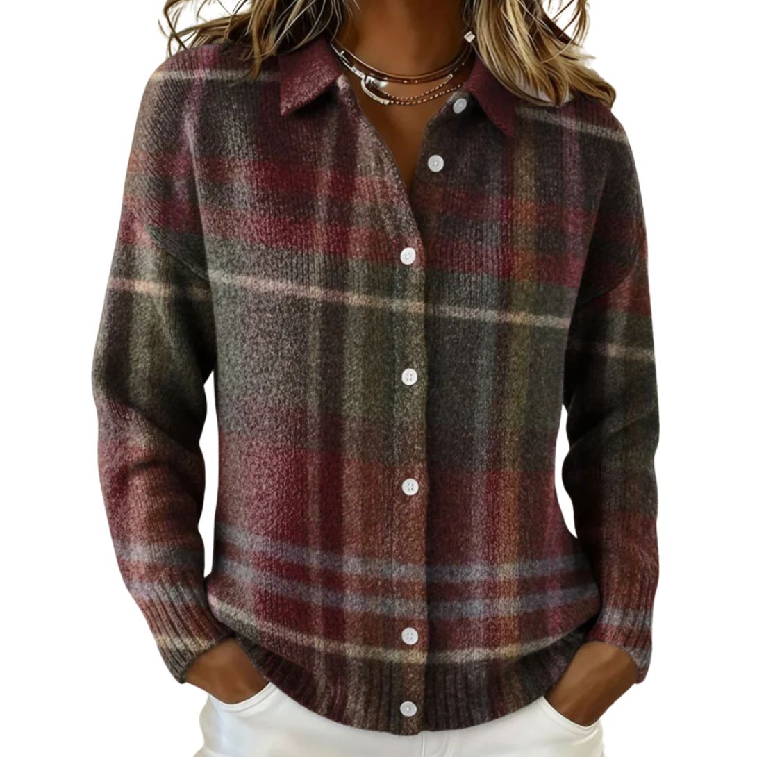 RILEY | CLASSIC PLAID KNIT CARDIGAN