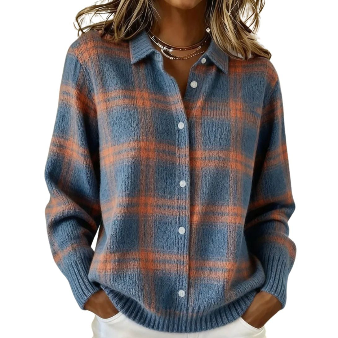 SADIE | WARM BLUE CHECK CARDIGAN
