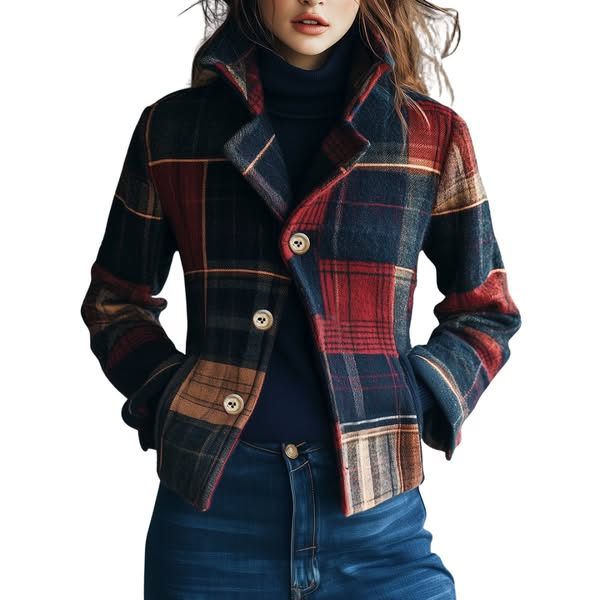 JASMINE | PLAID PATTERN WOOLEN JACKET
