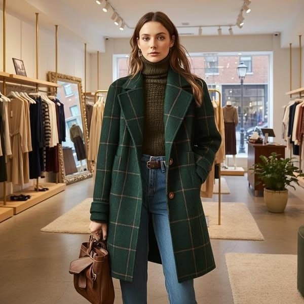 VIOLA | RETRO PLAID TWEED COAT