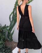 CHARLOTTE | HANDCRAFTED LACE DRESS WITH V-NECKLINE