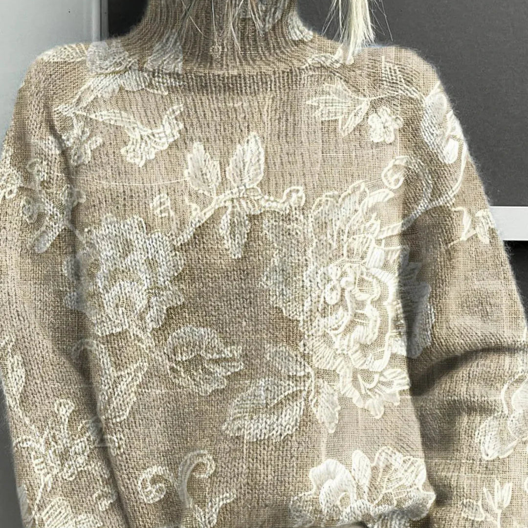 ALICIA | TIMELESS VINTAGE FLORAL TURTLENECK SWEATER
