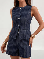 DENNISE | CASUAL CEST & SHORTS TWO-PIECE SET