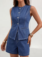 DENNISE | CASUAL CEST & SHORTS TWO-PIECE SET
