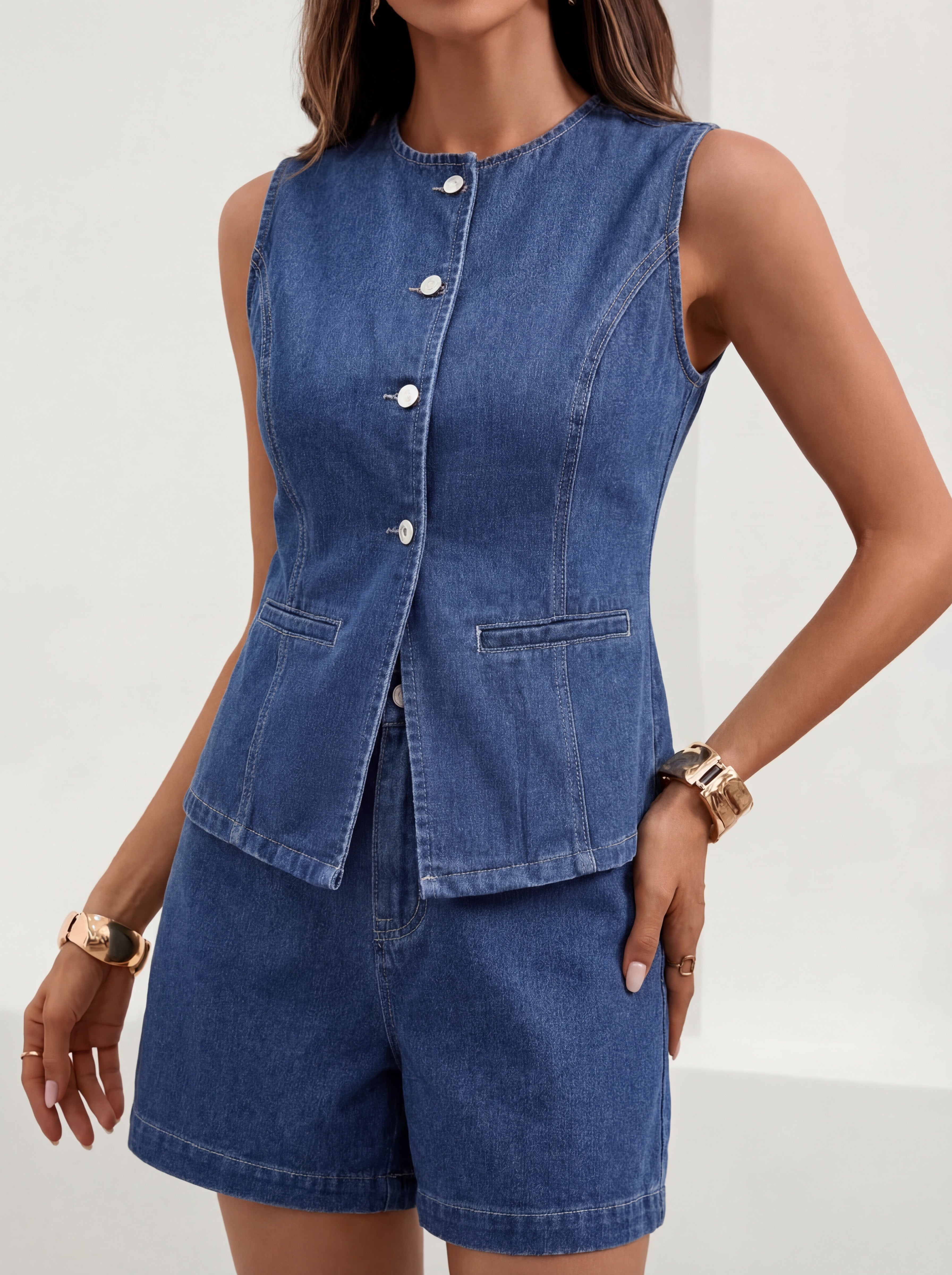 DENNISE | CASUAL CEST & SHORTS TWO-PIECE SET